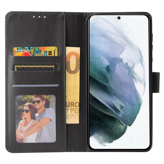 BookCase Hoesje Samsung S21 Ultra | Wallet Case | Samsung S21 Ultra Hoesje Met Pasjeshouder - Zwart