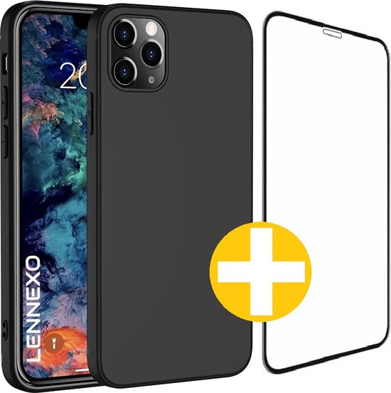 Hoesje en Screenprotector Combi Geschikt Voor iPhone 13 Pro Max - Zwart Hoesje + Premium Screenprotector
