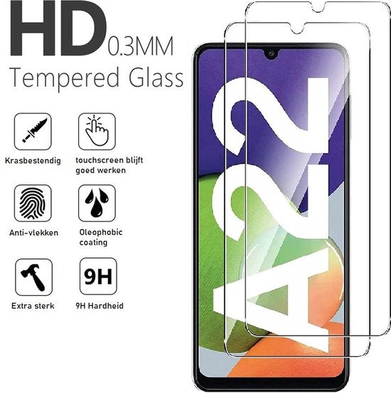 Screenprotector Geschikt Voor Samsung Galaxy A22 5G - Glasplaat - Tempered Glass - 2 Stuks