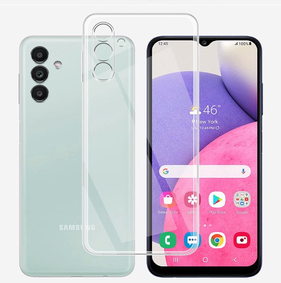 Hoesje en Privacy Screenprotector Combi Geschikt Voor Samsung A14 - Transparant Hoesje + Privacy Glas