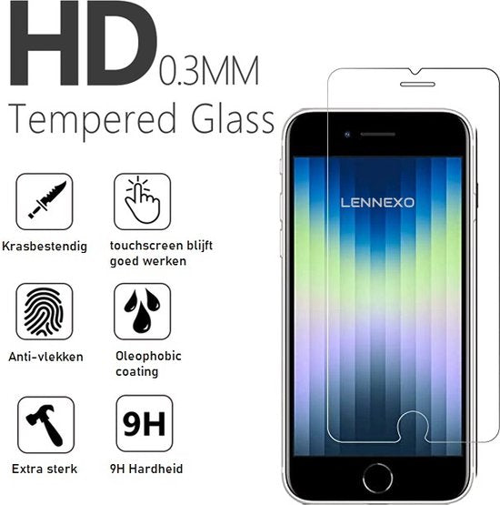 Hoesje en Screenprotector Combi Geschikt Voor iPhone SE / 8 / 7 - Zwarte Siliconen Hoesje + 2x Screenprotector