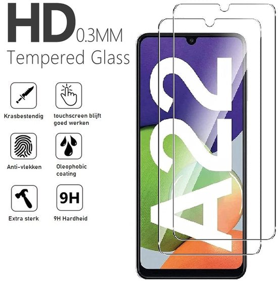 Screenprotector Geschikt Voor Samsung Galaxy A22 5G - Glasplaat - Tempered Glass - 4 Stuks