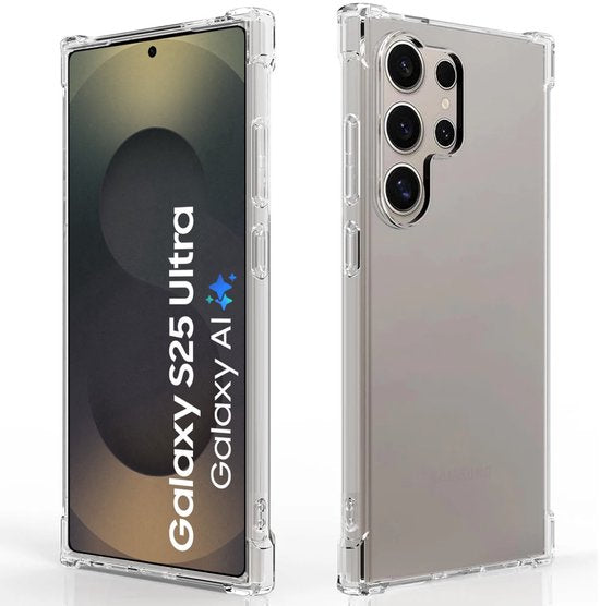 Hoesje en Screenprotector Combi Geschikt Voor Samsung S25 Ultra - Anti Shock Hoesje + 2x Screenprotector