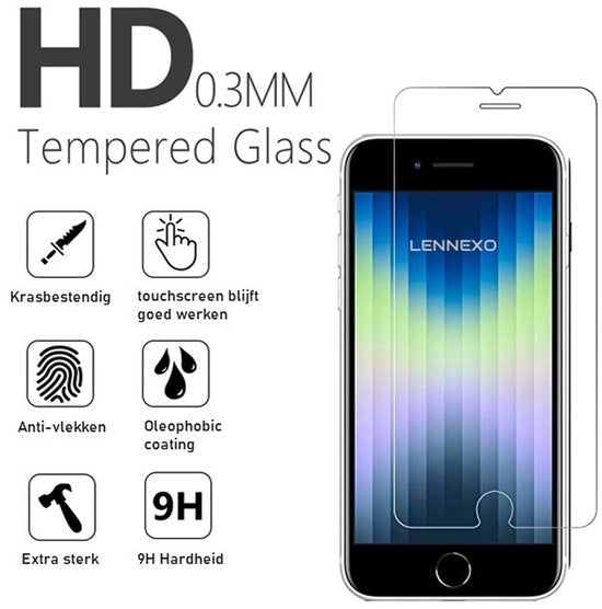 Pashouder Hoesje en Screenprotector Combi Geschikt Voor iPhone SE /8/7 - Pasjeshouder + 2x Screenprotector