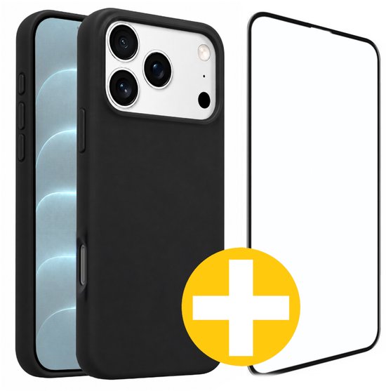 Hoesje en Screenprotector Combi Geschikt Voor iPhone 18 Pro Max - Zwart Hoesje + Premium Screenprotector