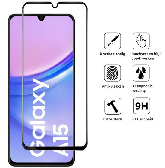 Hoesje en Screenprotector Combi Geschikt Voor Samsung A15 - Zwart Hoesje + Premium Screenprotector