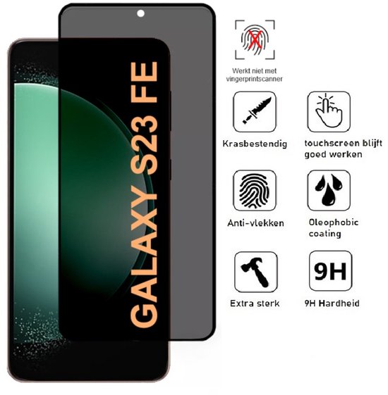 Privacy Screenprotector Geschikt Voor Samsung S23FE (Fan Edition) - Volledige Beschermglas - 4 Stuks