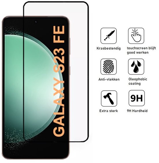 Pashouder Hoesje en Screenprotector Combi Geschikt Voor Samsung S23 FE (Fan Edition) - Pasjeshouder + Premium Screenprotector