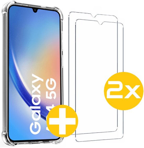Hoesje en Screenprotector Combi Geschikt Voor Samsung A34 - Anti Shock Hoesje + 2x Screenprotector