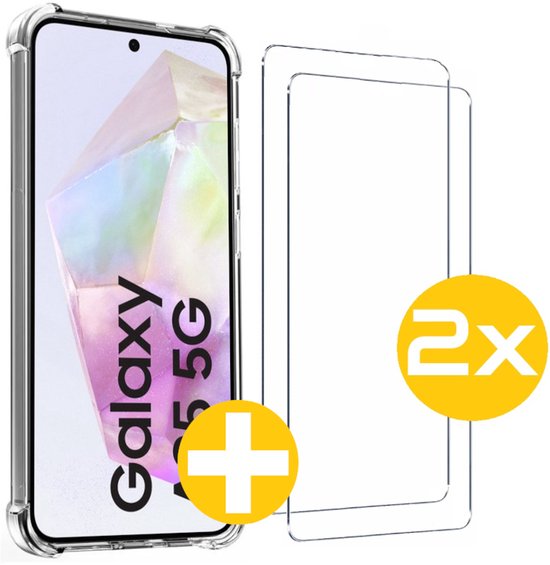 Hoesje en Screenprotector Combi Geschikt Voor Samsung A35 - Anti Shock Hoesje + 2x Screenprotector