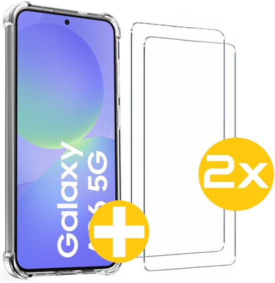 Hoesje en Screenprotector Combi Geschikt Voor Samsung A36 - Anti Shock Hoesje + 2x Screenprotector