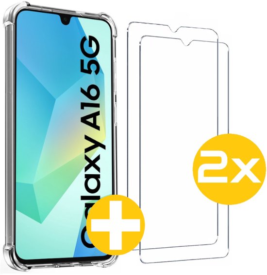 Hoesje en Screenprotector Combi Geschikt Voor Samsung A16 - Anti Shock Hoesje + 2x Screenprotector