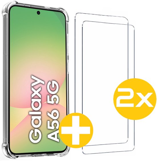 Hoesje en Screenprotector Combi Geschikt Voor Samsung A56 - Anti Shock Hoesje + 2x Screenprotector