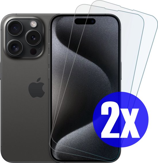 Screenprotector geschikt voor iPhone 15 Pro - Gehard Glas - Tempered Glass Armor Screen Cover - 2 Stuks