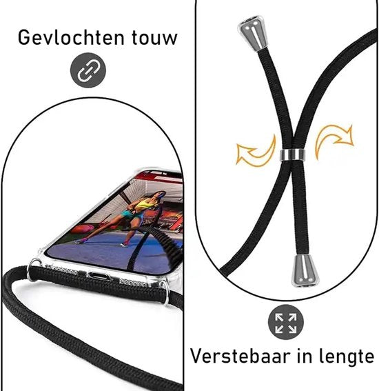 Hoesje Met Koord Geschikt Voor Samsung S25+ (S25 PLUS) - Lennexo Shockproof Hoesje Transparant Met Koord