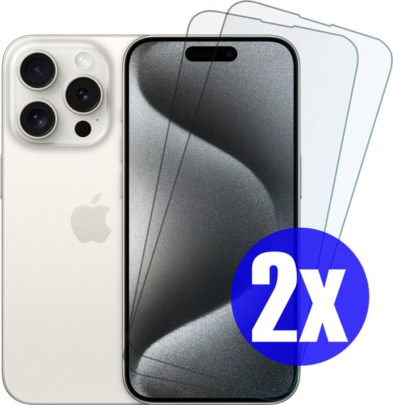 Screenprotector geschikt voor iPhone 15 Pro Max - Gehard Glas - Tempered Glass Armor Screen Cover - 2 Stuks