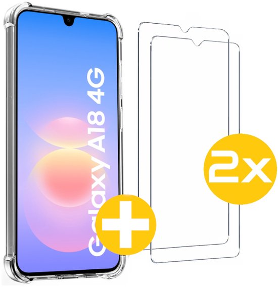 Hoesje en Screenprotector Combi Geschikt Voor Samsung A18 - Anti Shock Hoesje + 2x Screenprotector