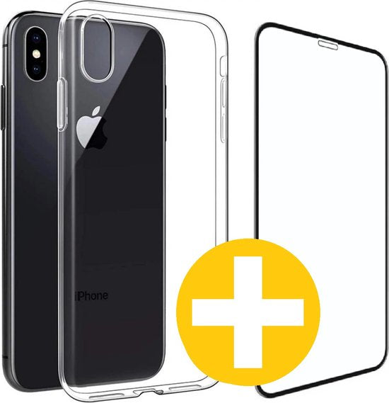 Hoesje en Screenprotector Combi Geschikt Voor iPhone XS MAX - Transparant Hoesje + Premium screenprotector