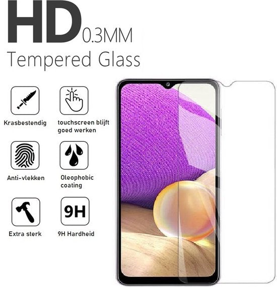 Screenprotector Geschikt Voor Samsung Galaxy A32 5G - Glasplaat - Tempered Glass - 2 Stuks