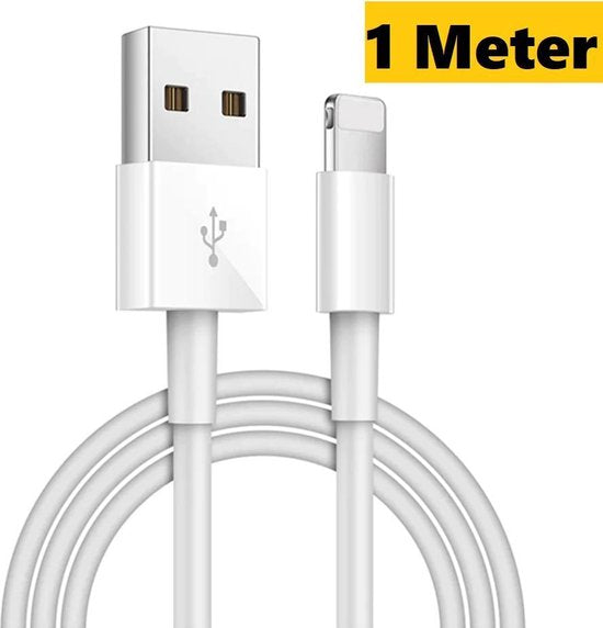 Lightning Naar USB-A data en Laadkabel 1 Meter|Geschikt voor Apple iPhone 6,7,8,SE,X,XS,XR,11,12,13,Mini,Pro Max|Premium Kabel|Oplaadsnoer Geschikt Voor iPhone en iPad