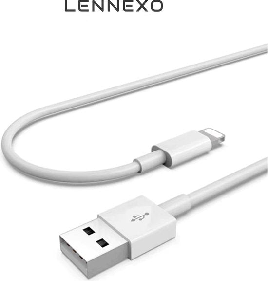Lightning Naar USB-A data en Laadkabel 2 Meter|Geschikt voor Apple iPhone 6,7,8,SE,X,XS,XR,11,12,13,Mini,Pro Max|Premium Kabel|Oplaadsnoer Geschikt Voor iPhone en iPad