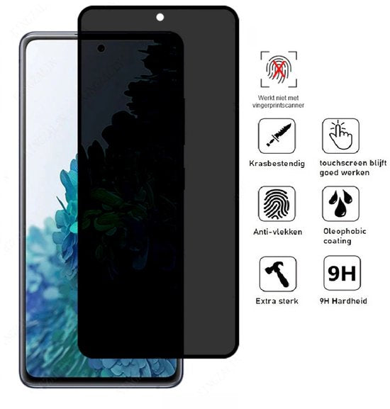 Privacy Screenprotector Geschikt Voor Samsung S20FE (Fan Edition) - Volledige Beschermglas - 4 Stuks