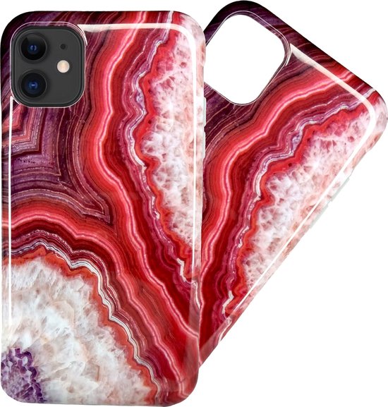 Luxe iPhone 11 Hoesje | Siliconen Marmer Hoesje | Soft Back Cover Telefoonhoesje - Rood