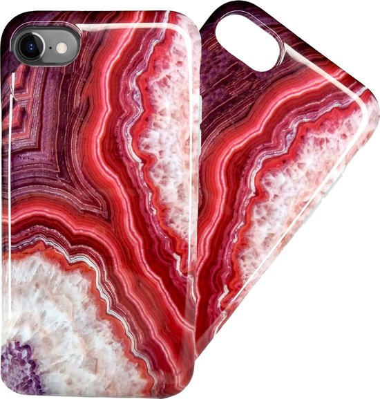 Luxe iPhone SE Hoesje | Siliconen Marmer Hoesje | Soft Back Cover Telefoonhoesje - Rood