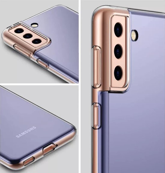 Hoesje en Screenprotector Combi Geschikt Voor Samsung S21 FE - Transparant Hoesje + Premium Screenprotector