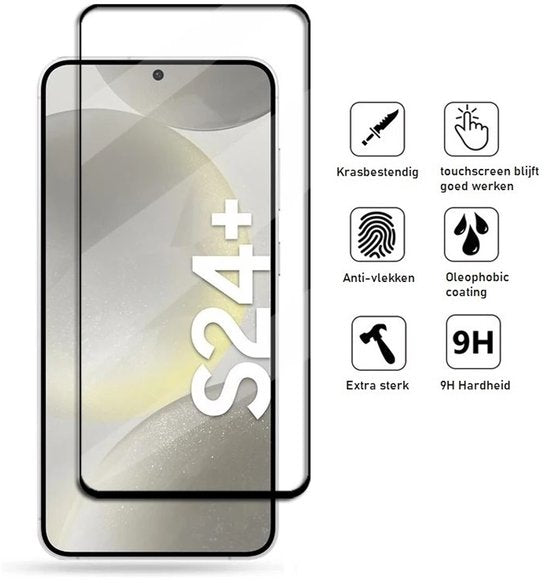 Pashouder Hoesje en Screenprotector Combi Geschikt Voor Samsung S24+ (S24 PLUS) - Pasjeshouder + Premium Screenprotector