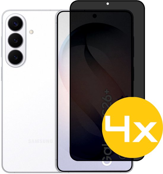 Privacy Screenprotector Geschikt Voor Samsung S26+ (S26 PLUS) - Volledige Beschermglas - 4 Stuks