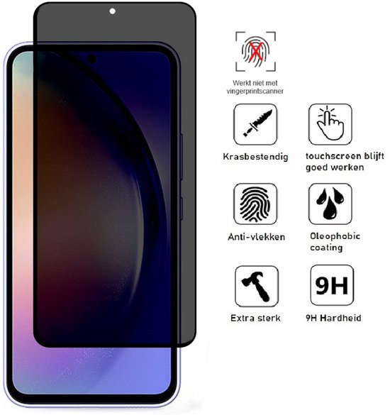 Privacy Screenprotector Geschikt Voor Samsung A54 - Volledige Beschermglas - 4 Stuks