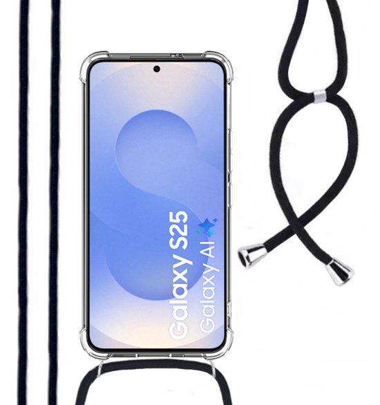 Hoesje Met Koord Geschikt Voor Samsung S25 - Lennexo Shockproof Hoesje Transparant Met Koord