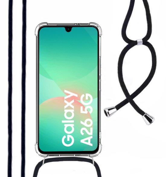 Hoesje Met Koord Geschikt Voor Samsung A26 - Lennexo Shockproof Hoesje Transparant Met Koord