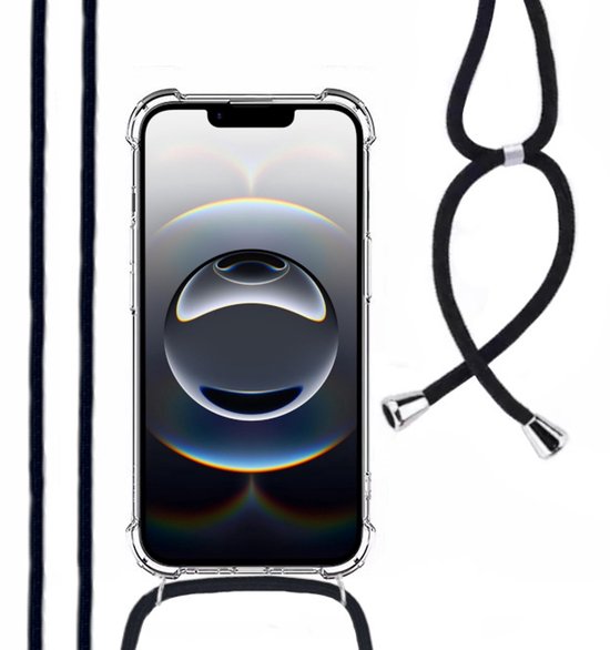 Hoesje Met Koord Geschikt Voor iPhone 16e - Lennexo Shockproof Hoesje Transparant Met Koord