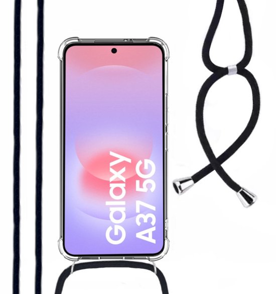 Hoesje Met Koord Geschikt Voor Samsung A37 - Lennexo Shockproof Hoesje Transparant Met Koord