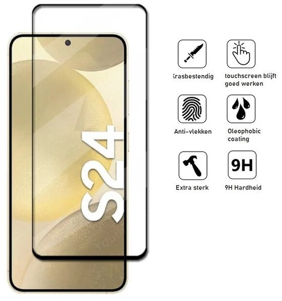 Pashouder Hoesje en Screenprotector Combi Geschikt Voor Samsung S24 - Pasjeshouder + Premium Screenprotector