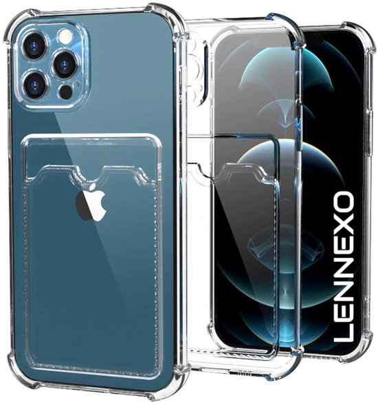 Pashouder Hoesje en Screenprotector Combi Geschikt Voor iPhone 12 Pro Max - Pasjeshouder + 2x Screenprotector