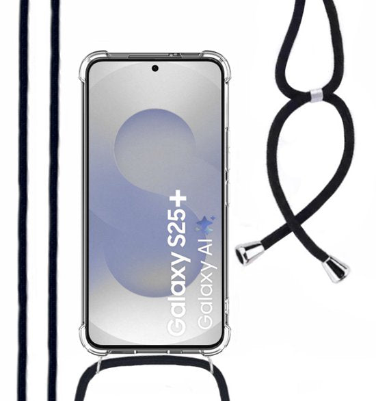 Hoesje Met Koord Geschikt Voor Samsung S25+ (S25 PLUS) - Lennexo Shockproof Hoesje Transparant Met Koord