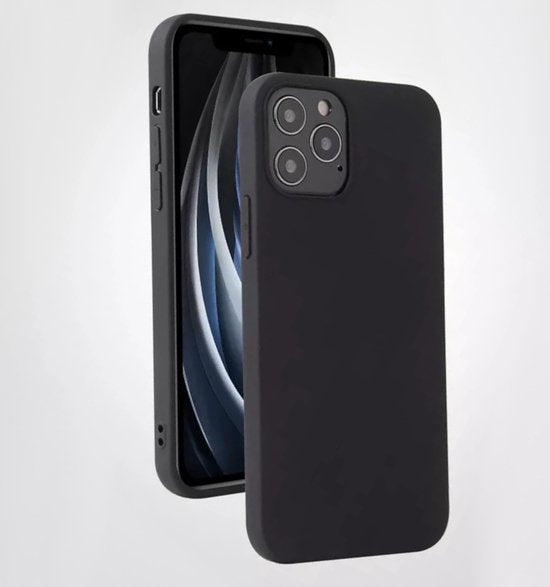Zwart Hoesje Geschikt Voor iPhone 12 / 12 Pro - Zwarte Siliconen hoesje - TPU Back Cover Hoes - Zwart