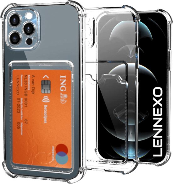 Pashouder Hoesje en Screenprotector Combi Geschikt Voor iPhone 11 Pro Max - Pasjeshouder + 2x Screenprotector