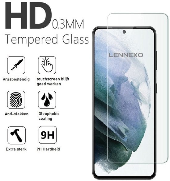 Pashouder Hoesje en Screenprotector Combi Geschikt Voor Samsung S21FE (Fan Edition) - Pasjeshouder + 2x Screenprotector