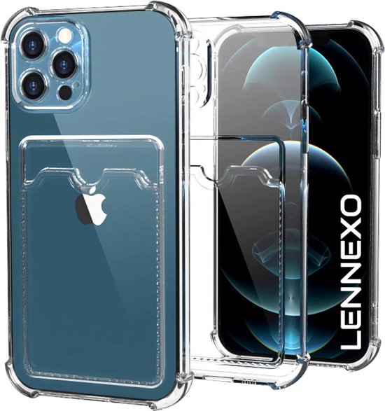 Lennexo Hoesje Met Pashouder Geschikt Voor iPhone 11 Pro - Transparant Siliconen Hoesje - Shockproof Case