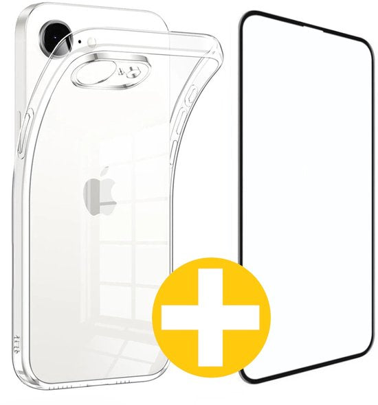 Hoesje en Screenprotector Combi Geschikt Voor iPhone 16e - Transparant Hoesje + Premium Screenprotector
