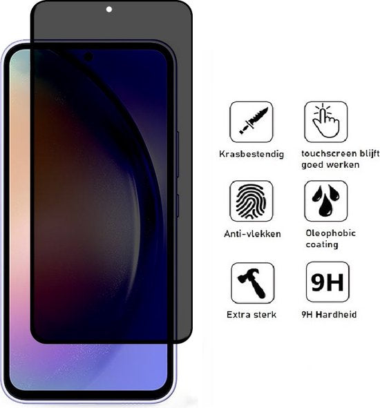 Privacy Screenprotector Geschikt Voor Samsung A54 - Volledige Beschermglas - PREMIUM Tempered Glass - 1 stuk