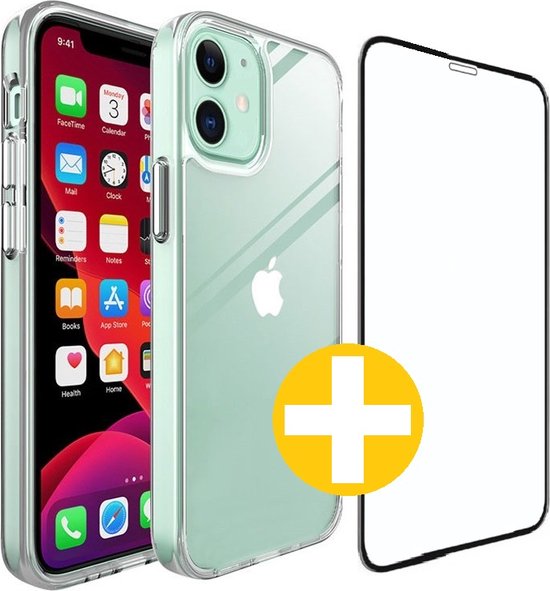 Hoesje en Screenprotector Combi Geschikt Voor iPhone 12 Mini - Transparant Hoesje + Premium screenprotector
