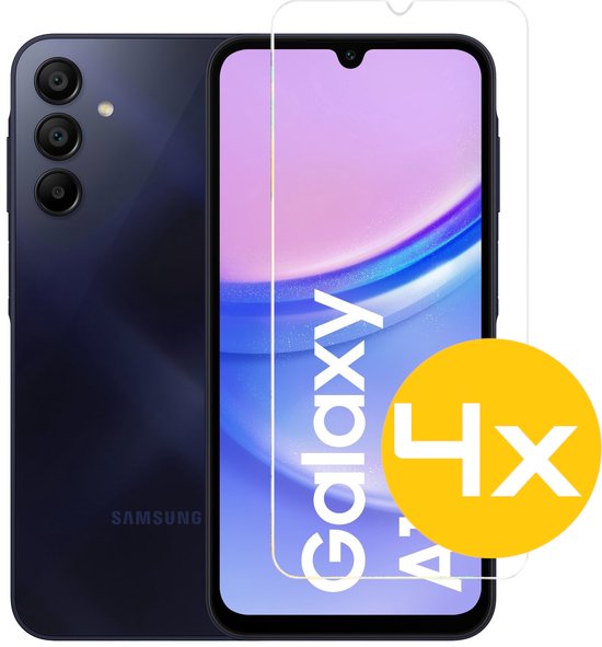 Screenprotector Geschikt Voor Samsung Galaxy A15 - Glasplaat - Tempered Glass - 4 Stuks