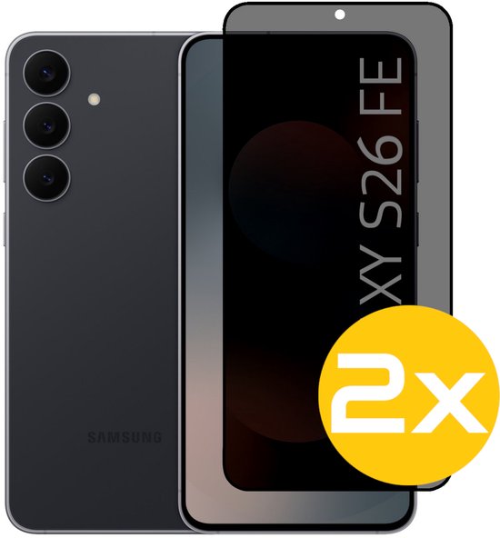 Privacy Screenprotector Geschikt Voor Samsung S26 FE (Fan Edition) - Volledige Beschermglas - 2 Stuks