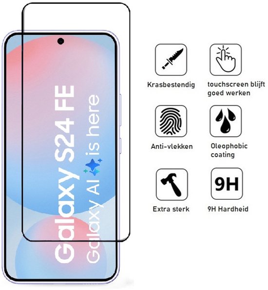 Pashouder Hoesje en Screenprotector Combi Geschikt Voor Samsung S24 FE (Fan Edition) - Pasjeshouder + Premium Screenprotector