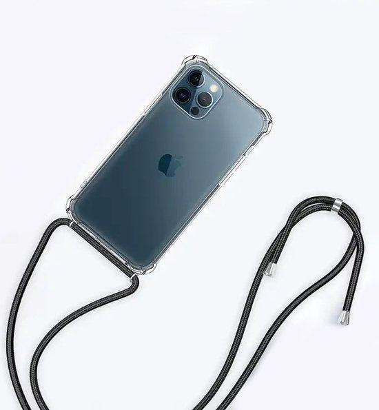Hoesje Met Koord Geschikt Voor iPhone 14 Plus - Lennexo Shockproof Hoesje Transparant Met Koord